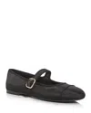 Steve Madden Dory Cap Toe Mary Jane Flat In Black Satin