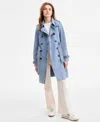 Steve Madden Women's Double-breasted Denim Trench Coat In Blue