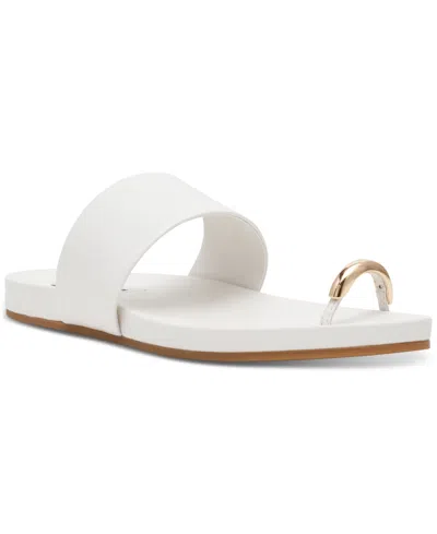 Steve Madden Women's Dove Toe-ring Sandals In White Leather