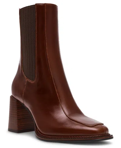 Steve Madden Women's Downtown Block-heel Chelsea Booties In Brown