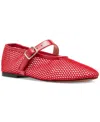 Steve Madden Dreaming Womens Flats Round Toe Mary Janes In Red Mesh