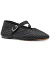 Shop Steve Madden Women's Dreaming Woven Mary Jane Flats In Black Satin