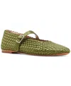 Steve Madden Dreaming Mary Jane Flat In Olive Satin