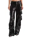 Steve Madden Duo Sequin Straight Leg Cargo Pants In Black