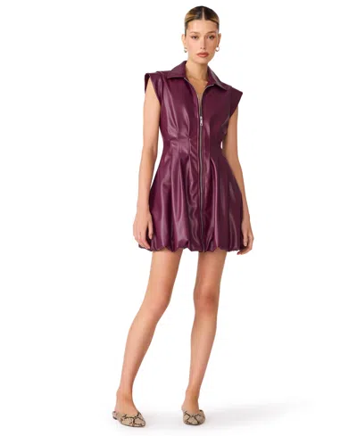 Steve Madden Dyanne Cap Sleeve Bubble Hem Dress In Purple