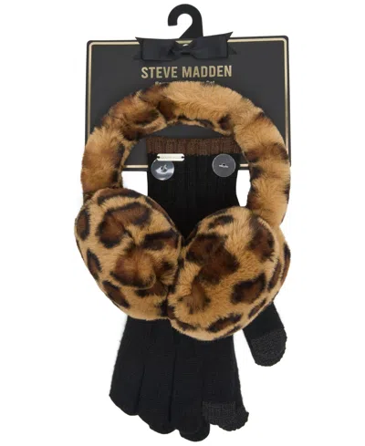 Steve Madden Women's Earmuffs And Gloves Set, 2-piece In Brown