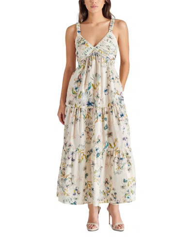 Steve Madden Women's Eliora Floral-print Tiered Maxi Dress In Cream