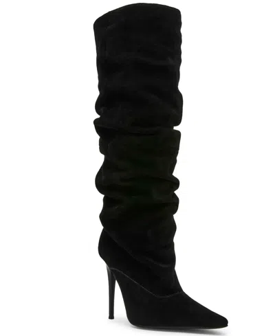 Steve Madden Women's Elona Knee-high Slouch Stiletto Dress Boots In Black