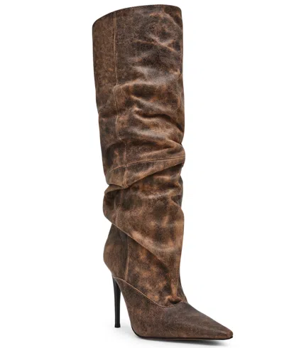 Steve Madden Women's Elona Knee-high Slouch Stiletto Dress Boots In Brown