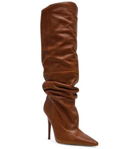 Steve Madden Women's Elona Knee-high Slouch Stiletto Dress Boots In Brown