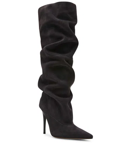 Steve Madden Women's Elona Knee-high Slouch Stiletto Dress Boots In Gray