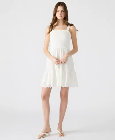 STEVE MADDEN WOMEN'S EMBROIDERED EYELET SMOCKED DRESS