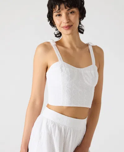 STEVE MADDEN WOMEN'S EMBROIDERED TIE-SHOULDER TOP