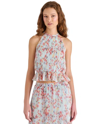 Steve Madden Women's Raina Printed Pleated Midi Skirt In Iris Blue