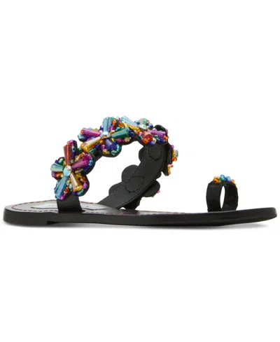 Steve Madden Women's Emmey Flower Detailed Slide Sandals In Black Multi