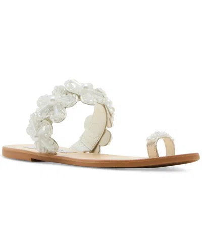 Steve Madden Women's Emmey Flower Detailed Slide Sandals In White Multi