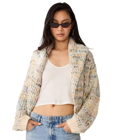 Steve Madden Women's Enid Shawl-collar Open-front Space-dyed Cardigan Sweater In Multi
