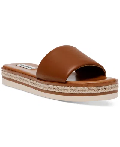 Steve Madden Women's Enough Slip On Espadrille Slide Sandals In Cognac Leather