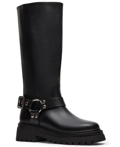 Steve Madden Women's Everest Platform Lug-sole Engineer Tall Boots In Black