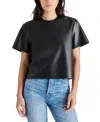 Steve Madden Ezra Faux Leather Top In Black