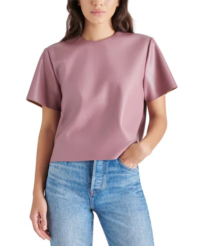 Steve Madden Womens Ezra Faux Leather Top Marlowe Denim Skort In Dark Orchid