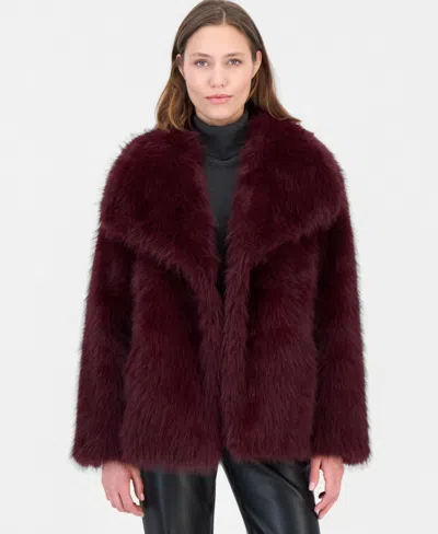 Steve Madden Women's Faux Fur Extended Collar Coat In Animal Print
