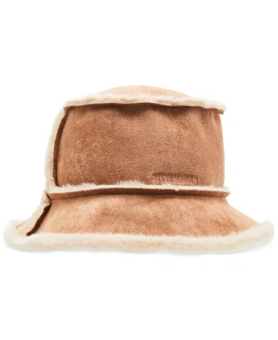 Steve Madden Women's Faux-shearling Bucket Hat In Tan