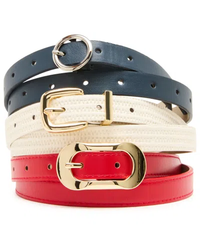 Steve Madden Women's Faux Suede 3-pc Wide Reversible Belt In Multi