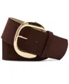Steve Madden Women's Faux Suede Wide Belt In Brown