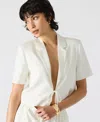 Steve Madden Fia Tie Front Short Sleeve Crop Blazer In White