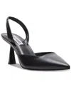 Steve Madden Women's Finlee Pointed-toe Kitten-heel Slingback Pumps In Black Leather