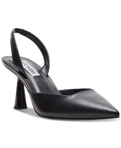Steve Madden Women's Finlee Pointed-toe Kitten-heel Slingback Pumps In Black Leather