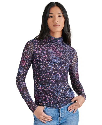 Steve Madden Women's Fiona Mesh Turtleneck Top In Multi