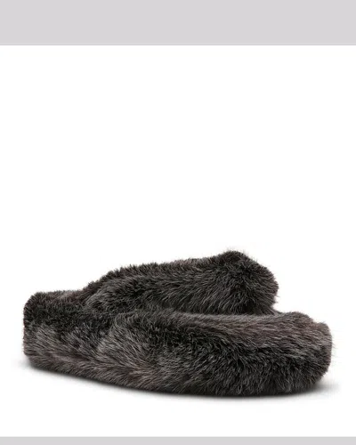 Steve Madden Women's Fizzy Faux Fur Flip Flops In Gray