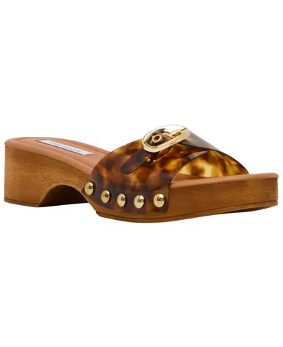 Steve Madden Women's Fredi Wooden Slip-on Slide Sandals In Animal Print