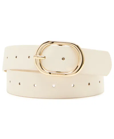 Steve Madden Women's Fully Perforated Oval Buckle Belt In Neutral
