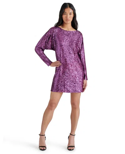 Steve Madden Women's Ginger Sequined Mini Shift Dress In Aubergine