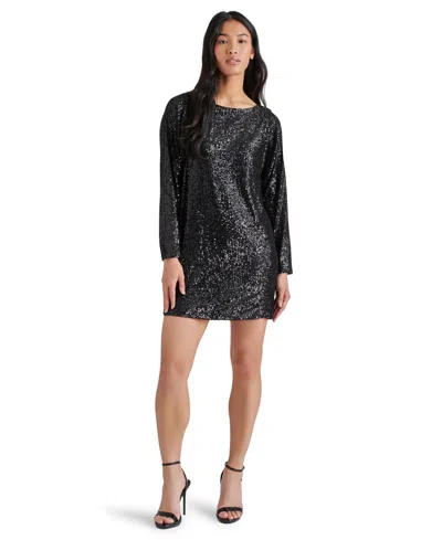 Steve Madden Women's Ginger Sequined Mini Shift Dress In Black
