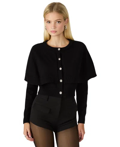 Steve Madden Women's Gisselle Long Sleeves Sweater Cape Cardigan In Black