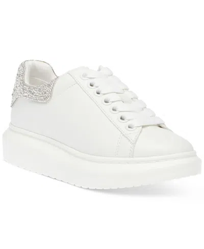 Steve Madden Women's Glacer-r Platform Lace-up Sneakers In Crystal Rhinestone