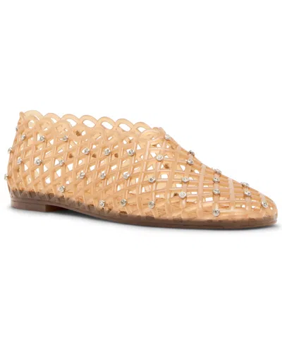 Steve Madden Women's Grove-r Rhinestone Caged Round-toe Jelly Flats In Nude