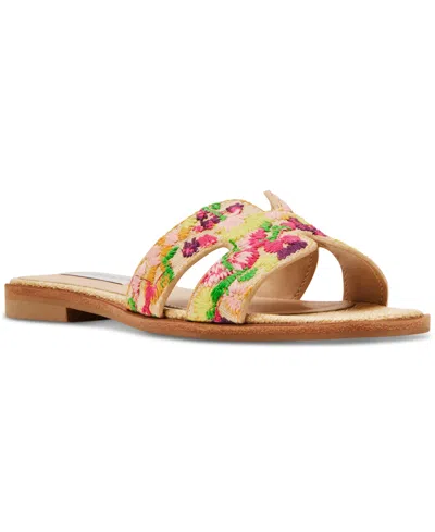 Steve Madden Women's Hadyn Embroidered Slide Sandals In Floral Multi Raffia