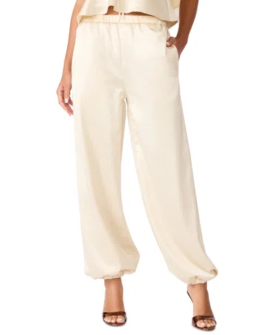 Steve Madden Women's Halo Satin Wide-leg Pull-on Pants In Almond