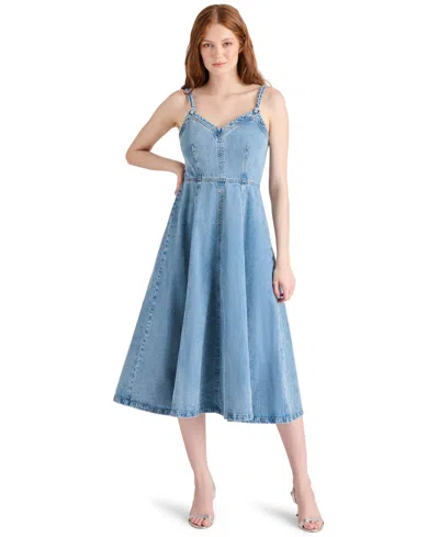 Steve Madden Women's Harley Cotton Smocked-back Dress In Medium Blue