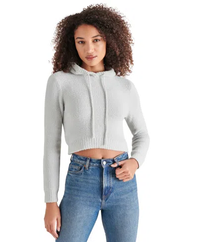 Steve Madden Women's Hidra Cropped Hoodie Sweater In Light Slate Blue