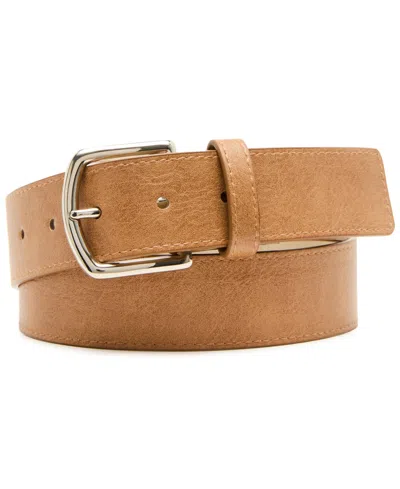Steve Madden Women's High-low Textured Harness Buckle Wide Belt In Brown