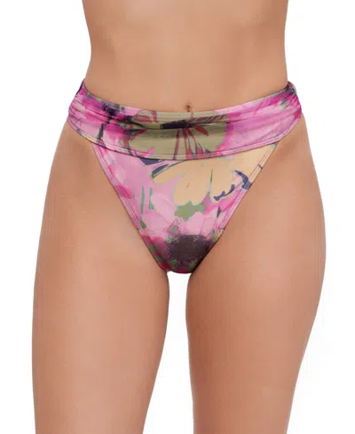 Steve Madden Women's High-waist Ruched Band Swim Bottoms In Pink