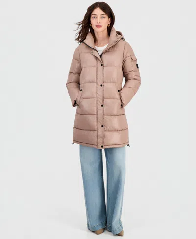 Steve Madden Women's Hooded Puffer Coat, Created For Macy's In Neutral