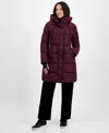 Steve Madden Plus Size Hooded Anorak Puffer Coat In Purple