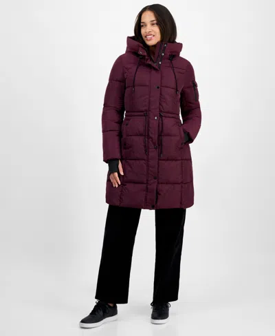 Steve Madden Women's Hooded Puffer Utility Coat In Purple
